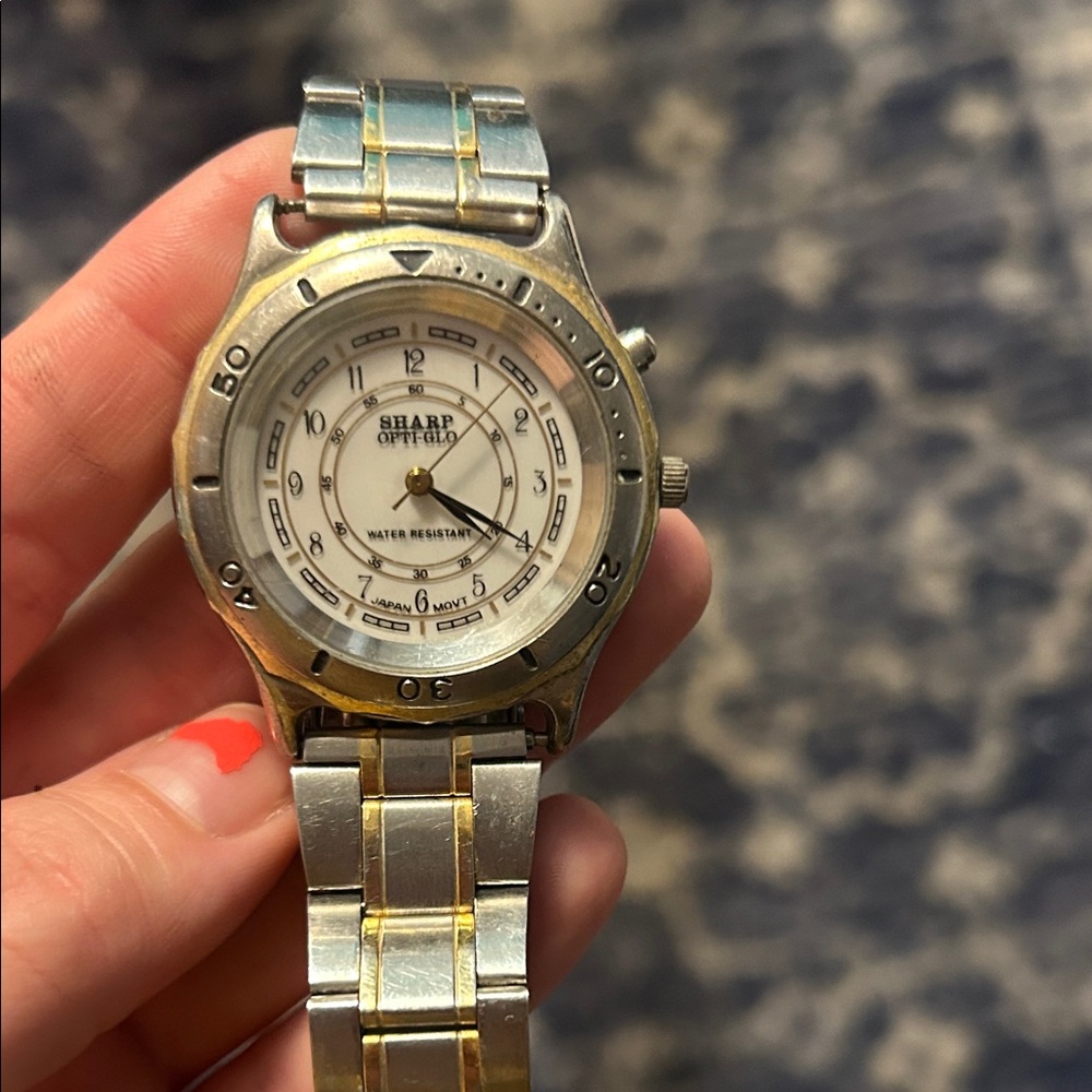 Sharp Men's Silver and Gold Watch - lightly used